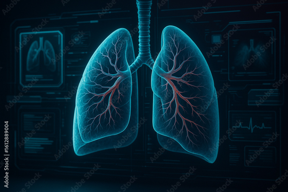AI generated hyper realistic 3D visualization of human lungs with ...