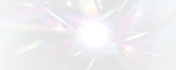 Wall Mural - png surface with glowing holographic rainbow splash and lens effect light dispersion prism caustic s