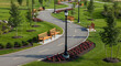 © Natalia - Well-designed paved trail winding through a landscaped park with benches and flowers