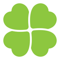 Wall Mural - Four-leaf clover silhouette symbol icon shape, illustration of green four leaf cloverleaf, isolated on white