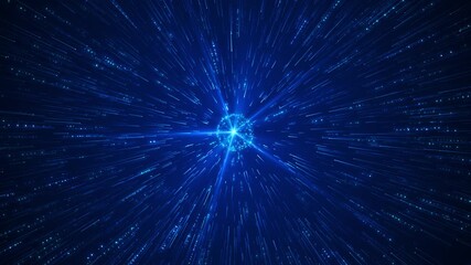 Wall Mural - abstract wave dots particle online digital data of metaverse or blockchain. technology background. d