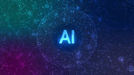 Wall Mural - ai technology innovation cyber security technology database. iot 5g virtual matrix matrix hi-tech di