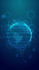 Wall Mural - virtual planet earth with particles and lines. network connection big data. abstract technology blue