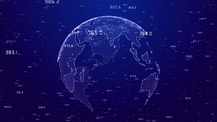 Wall Mural - digital globe, futuristic technology global technology earth hologram creation from dots lines cyber