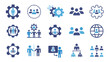 © Safia Sultana - Collection of business management and organizational structure icons in blue and light blue shades