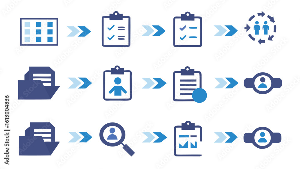 Workflow diagram showing a sequence of steps involving documents ...