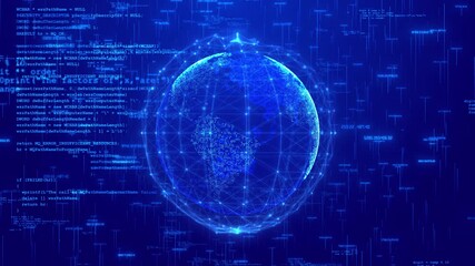 Wall Mural - digital hologram planet earth wireless intercontinental technology, internet, business planet earth 