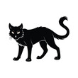 © Crazy Dreamy Boy - Alert wild cat walking in a black silhouette against a white background
