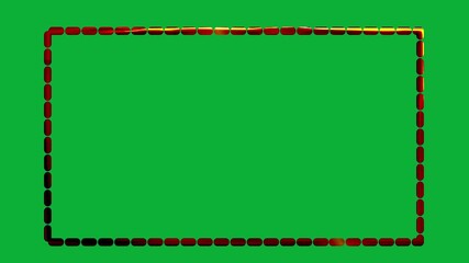 Wall Mural - Golden 3D dotted rectangle shape shining and animation on green screen background for creative motion or video editing project