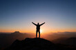 © pavlofox - Confident person stands strong against sunset on mountain peak