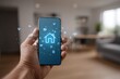 © Byte - Hand holding phone displaying smart home interface (2)