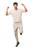 © Asier - Young caucasian man jumping isolated on white background