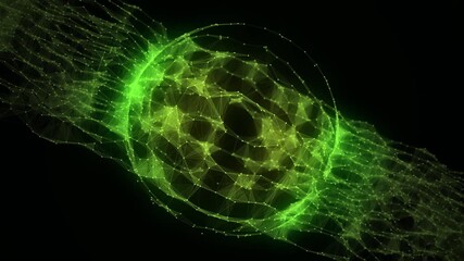 Wall Mural - green sphere consisting of points and lines. modern wireframe elements. technology grid sphere. 3d r