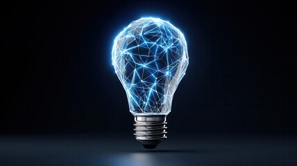 Wall Mural - luminous light bulb emerging amid interconnected digital plexus network, symbolizing technological i