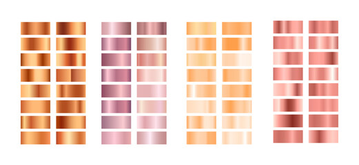 Stunning metallic gradient swatches for modern design projects in copper rosegold peach and bronze tones