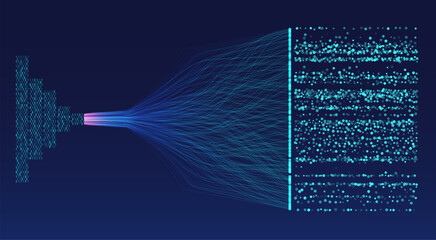Abstract infographics visualization. Big data code representation. Futuristic network or business analytics. Graphic concept for your design