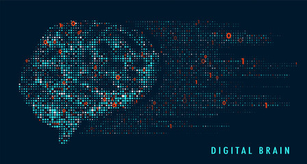 Abstract digital brain connections. Scientific digital computer code. Graphic concept for your design