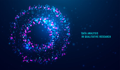 Data analysis in qualitative research. Big data code representation. Futuristic network or business analytics. Graphic concept for your design