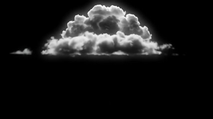 Dramatic Luminous White Cloud Formation Isolated on Pure Black Background