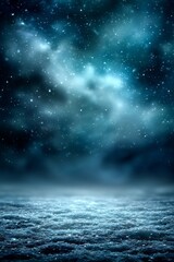 Wall Mural - A vast, starry sky with a white background. The stars are scattered throughout the sky, creating a sense of depth and wonder. The blue sky is illuminated by the stars, giving the scene a serene