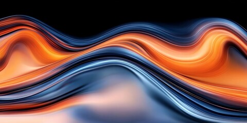 Canvas Print - abstract fluid silk flowing elegantly through light trails of orange and azure spectrums in motion