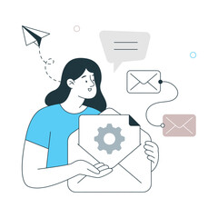 Wall Mural - Email Processing Vector Illustration. EPS 10 File