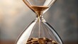 © ng-TDRD - An hourglass with sand flowing down, revealing coins at the bottom, symbolizing the passage of time and value.
