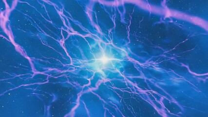 Wall Mural - purple electric energy is emanating from a bright light source in the vast expanse of deep space, cr