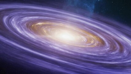 Wall Mural - purple and gold spiral galaxy rotating in deep space, with many stars and nebulas, creating a cosmic