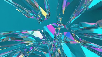 Wall Mural - crystal glass shards are spreading from the center creating an abstract, futuristic, and elegant com