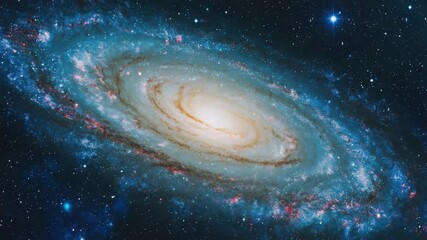 Wall Mural - infinite universe with a spiral galaxy shining brightly, surrounded by countless stars, creating a b