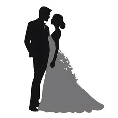 Wall Mural - bride and groom clip art silhouette
