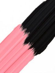 Wall Mural - shot bold pink black brushstrokes crisp white background illuminated soft natural light subtle