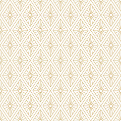 Wall Mural - art deco seamless pattern features golden geometric diamond shapes with radiating sunbursts on trans