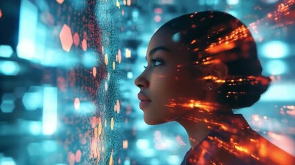 Wall Mural - This video showcases the intersection of human emotion and technology. It captures a stunning visual experience filled with color and depth. Perfect for creative projects. AI