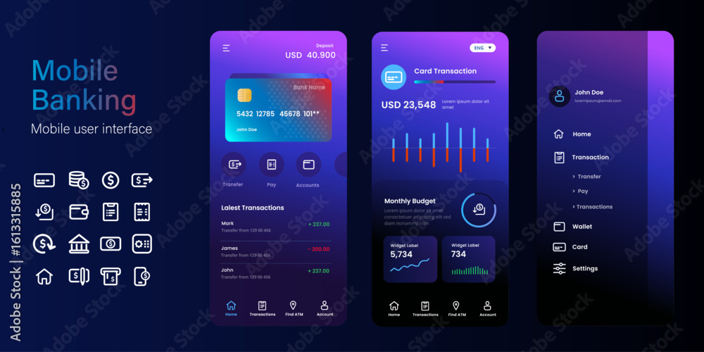 Mobile banking credit card wallet application transaction user ...