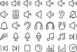 © farhanatisha - Audio icons speaker volume ear microphone headphones music notes playback controls sound mute