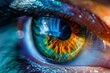© nsit0108 - Extreme closeup of colorful human eye showing iris, pupil and eyelashes