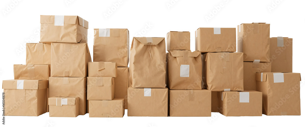 Foto A stack of multiple cardboard boxes in a transparent background ...
