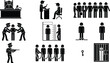 © Smith - Collection of silhouetted figures representing justice law enforcement and incarceration