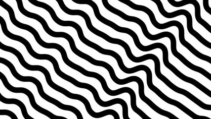 Wall Mural - Diagonal Wavy Line Pattern in Black and White
