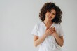 © standret - In doctor coat. Beautiful woman is in the studio