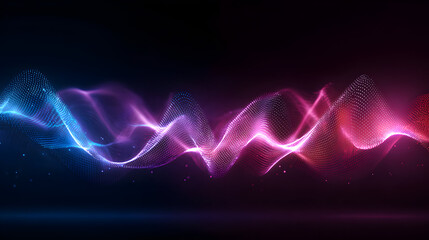 Wall Mural - abstract luminous gradient wave on dark background with glowing particles representing digital techn
