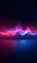 Wall Mural - vibrant audio wave background with dynamic pink and blue hues reflecting on a glossy surface modern 