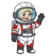 © xxoxshawon - Astronaut Kid Cartoon Illustration in Space Suit Waving
