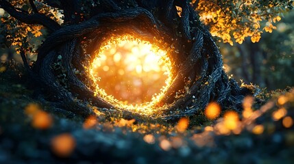 Wall Mural - enchanting spiral of vines around a mystical tree trunk