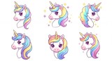 Cute unicorn head portraits collection