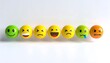 © IKetut - Emotional spectrum concept with colorful emoticon faces showing a range of feelings from happy to angry for customer feedback