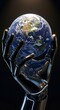 © Aleks Jovičić - The future of the world held in a robot's hand, a concept for artificial intelligence, global technology, and sustainability
