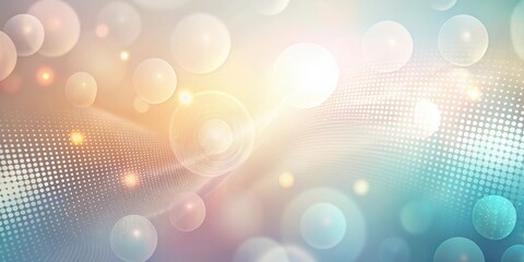 Wall Mural - abstract pastel swirls with illuminated dots and soft glowing circles background